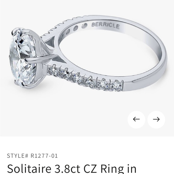 Berricle Solitaire 3.8ct CZ Ring in Sterling Silver Size 4.5 - Picture 6 of 12